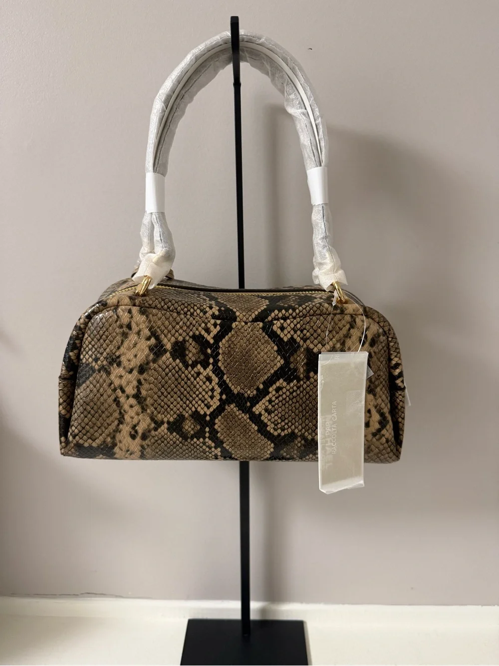 Michael Kors Snake-Print Shoulder Bag with Gold Accents